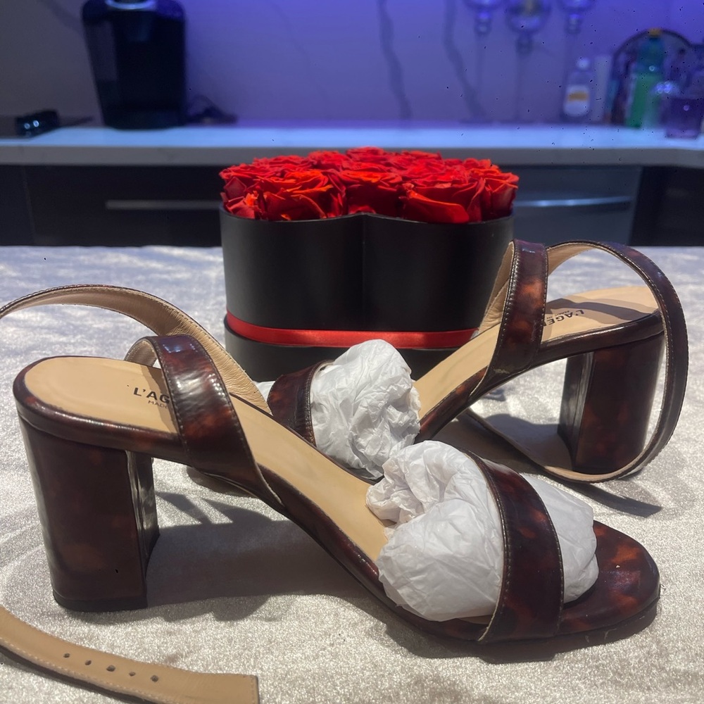 L'AGENCE Tan and Brown Women's Sandals